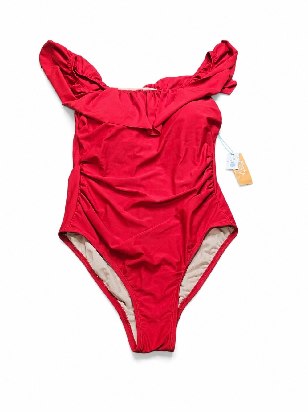 Kona Sol Red Ruffle One Piece Swimsuit NWT